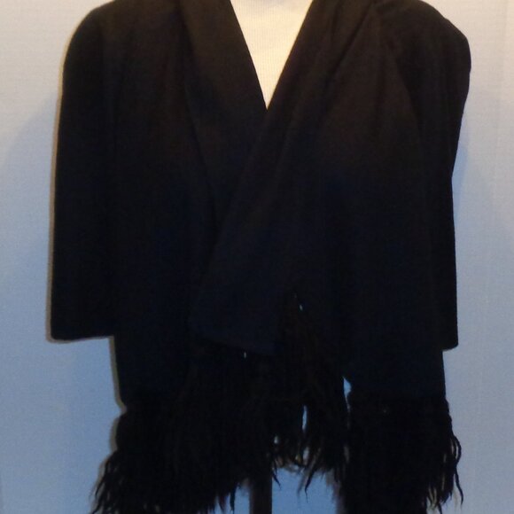 Vintage Black Shawl / Wrap / Scarf - Picture 2 of 3